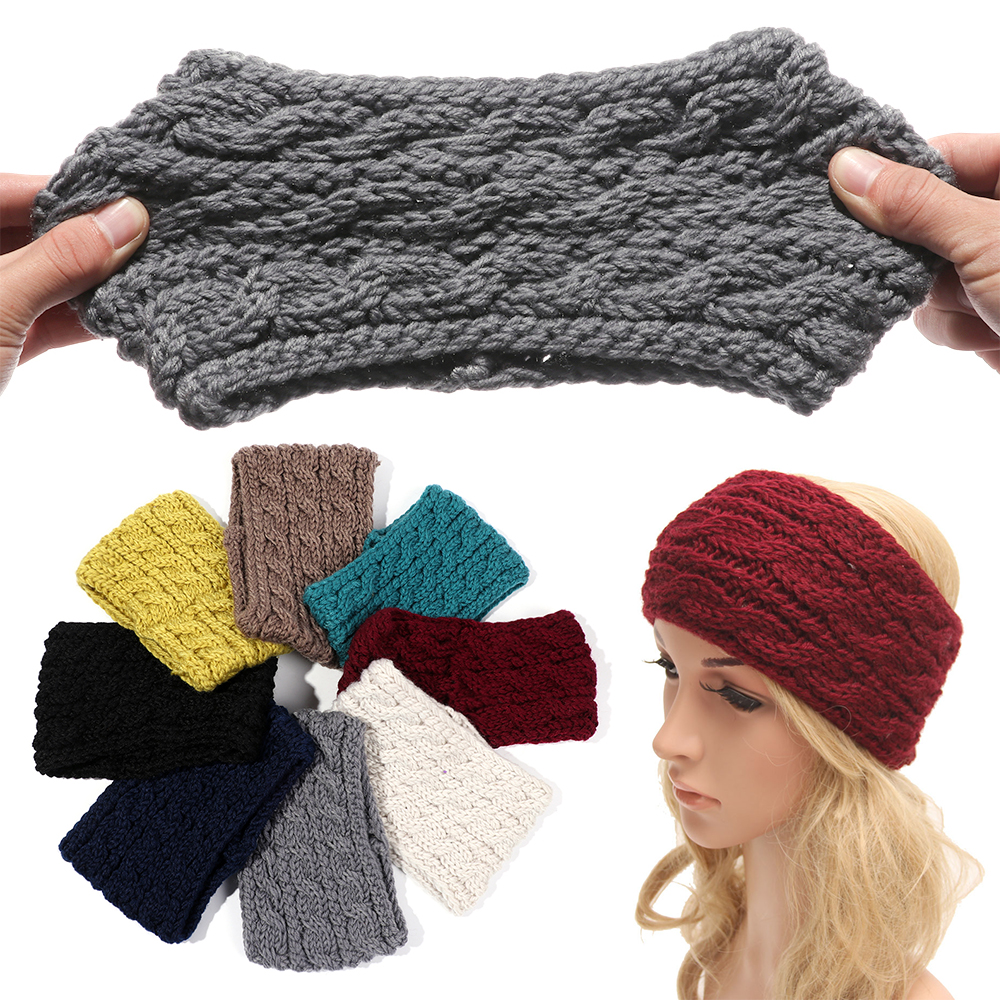F8C503Y Women Girls Knitted Soft Hair Accessories Ear Warmer Headwear Winter Headbands Stretch Turban