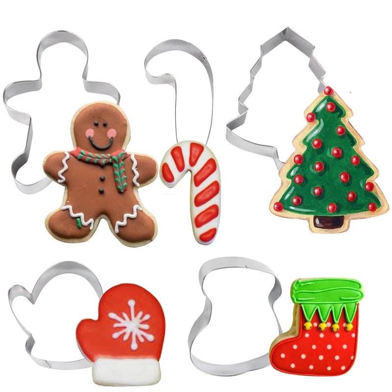 5 chiếc cookie nhà bếp giáng sinh cắt hình cây bánh gừng khuôn bánh quy giáng sinh