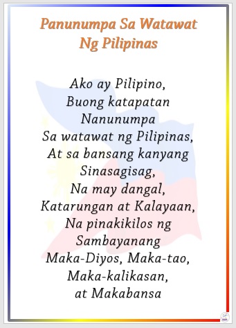 Panunumpa sa panatang makabayan watawat at bilang isang