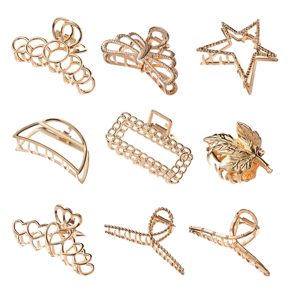 GVGSX9N Korean Hairgrip Geometric Jewelry Barrettes Crab Hair Clip Metal Hair Claws Hollow Out Headwear