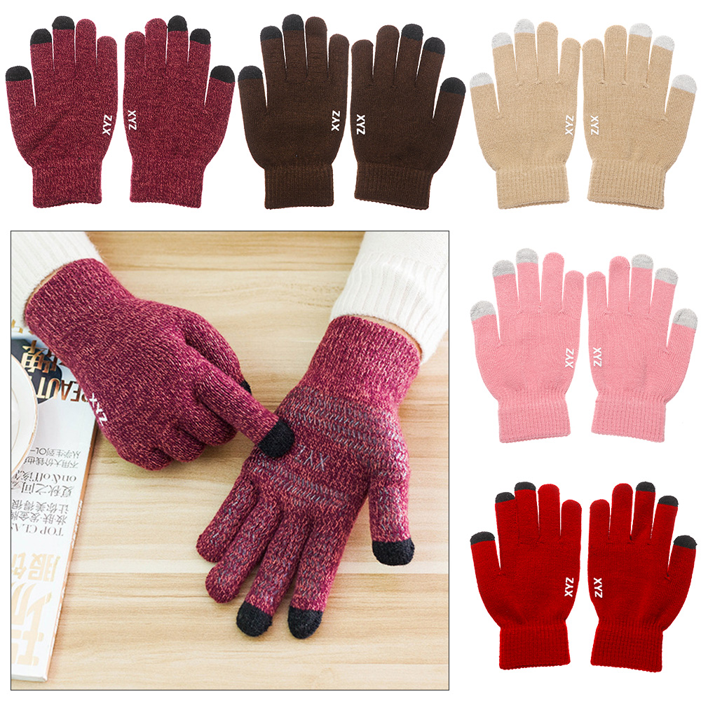 SHILU 1pair Warm Outdoor Sport Autumn Winter Men Women Full Finger Mittens Knitted Wool Mitts Touch Screen Gloves Sport Cycling Gloves