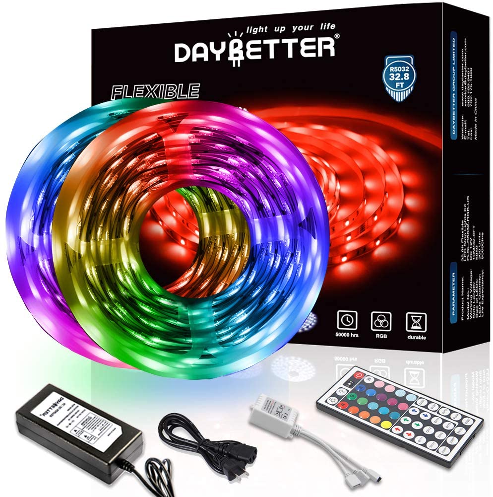 Daybetter Led Strip Lights 32 8ft 10m With 44 Keys Ir Remote And 12v Power Supply Flexible Color Changing 5050 Rgb 300 Leds Light Strips Kit For Home Bedroom Kitchen Diy Decoration Lazada Ph