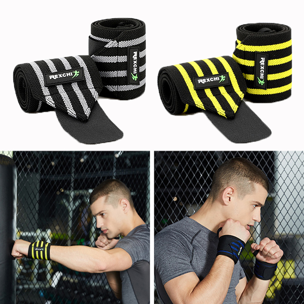 PENTU Gym ยกน้ำหนักข้อมือรองรับ Stripe Elastic Powerlifting Bracers ผ้าพันข้อมือสายรัดข้อมือผ้าพันแผล