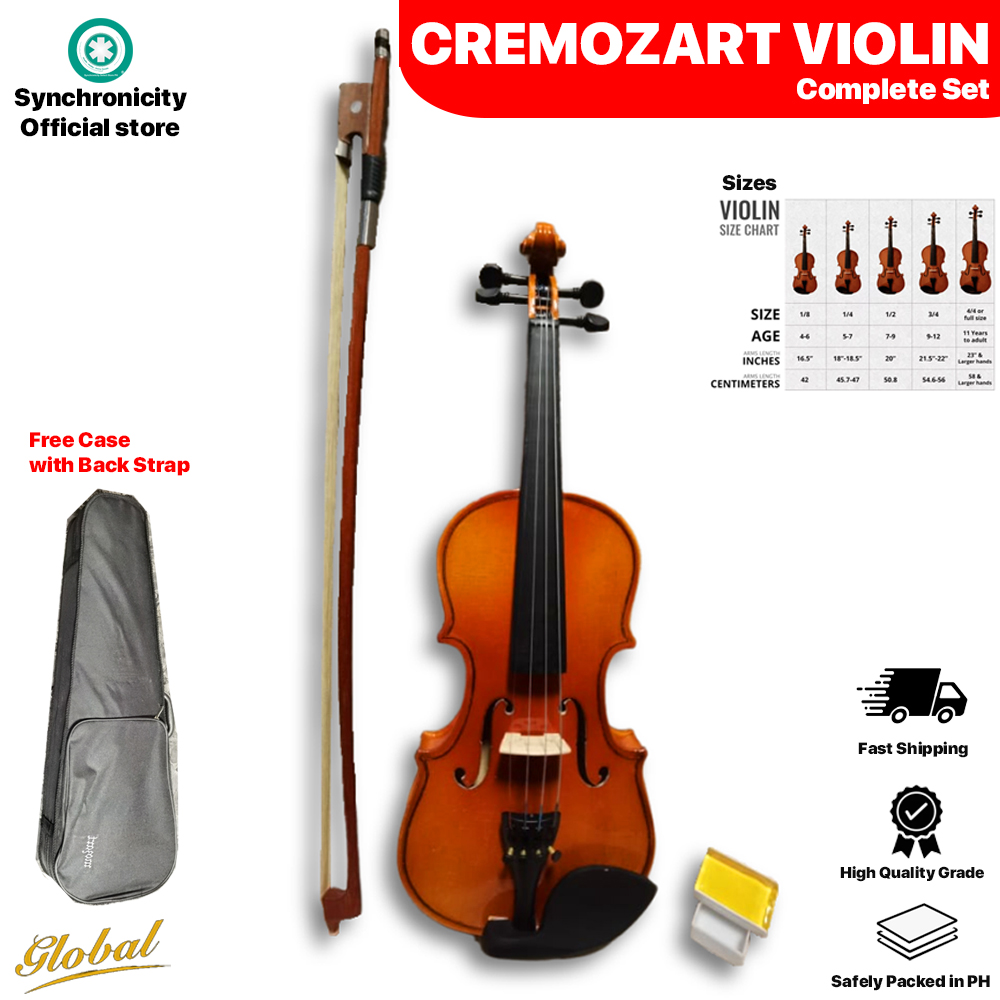 Violin Complete Set Mozart 4 4 3 4 1 2 1 4 Natural Varnish Fiddle for Kids Beginners Students with Case Rosin Accessories Lazada PH