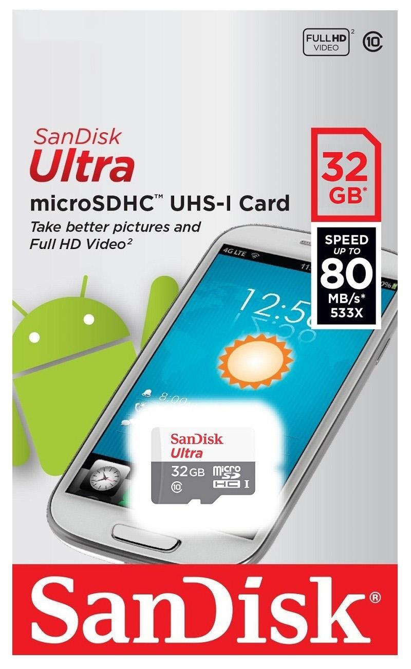 Sandisk Ultra 32gb Micro Sd Card Uhs I Sdhc Class 10 80mb S Sdsquns W Juan Gadget