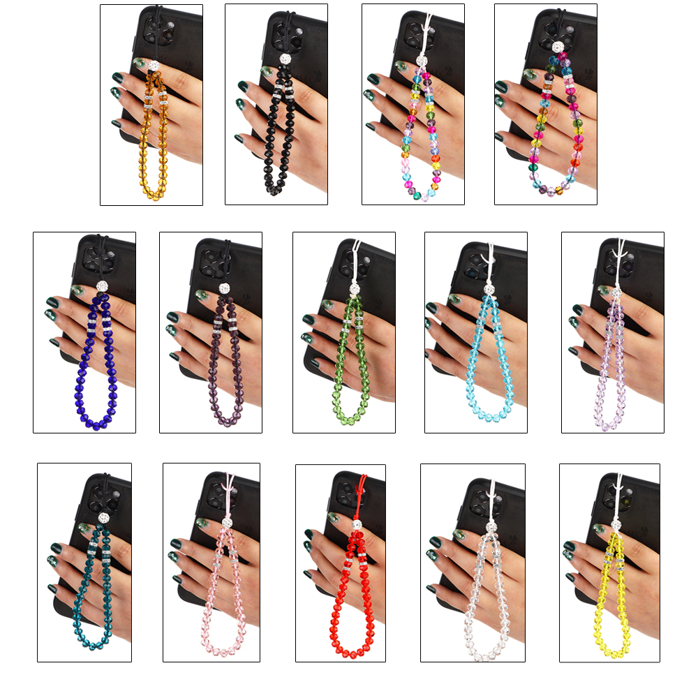 QIZI9595 Fashion Artificial Crystal Women Anti-Lost Cell Phone Case Hanging Cord Phone Chain Mobile Phone Strap Lanyard Phone Hang Rope