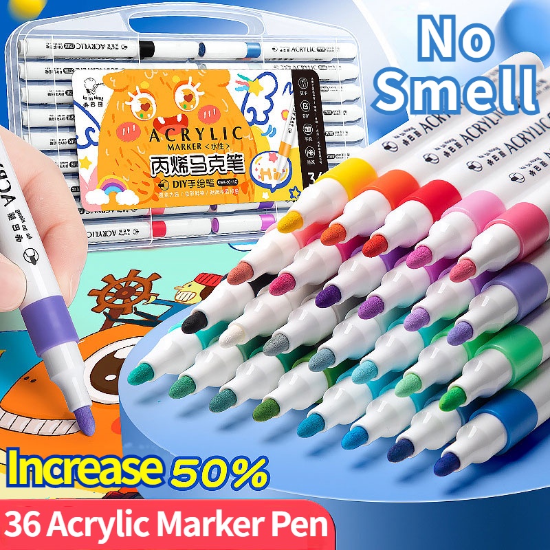 36 Acrylic Paint Markers Set, 1MM Fine Tip, Water- Based Ink, Paint Pens  for Rock Painting, Stone, Ceramic, Glass, Wood, Canvas, for Kids, Adlut and  Beginner Coloring Books, Drawing Painting, Writing 