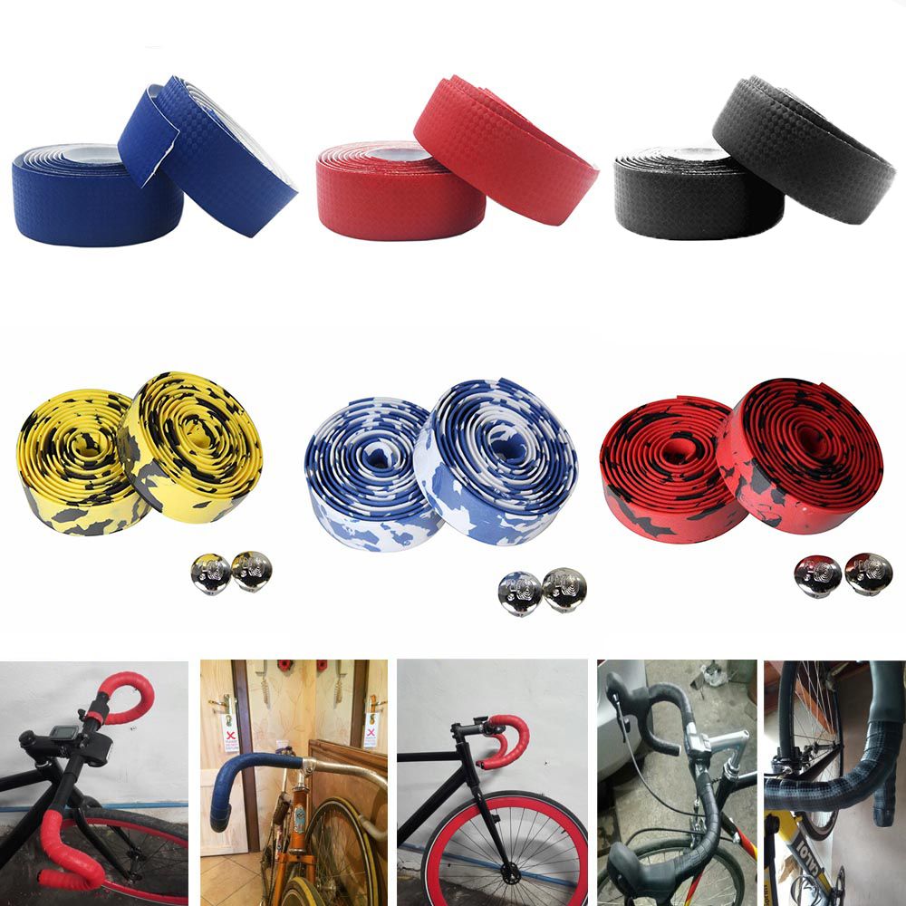 ADG 1 Pair Non-slip Carbon Fiber Cycling Strap Belts with 2 Bar Plugs Handlebar Wrap Tape Mountain Road Bike Handle
