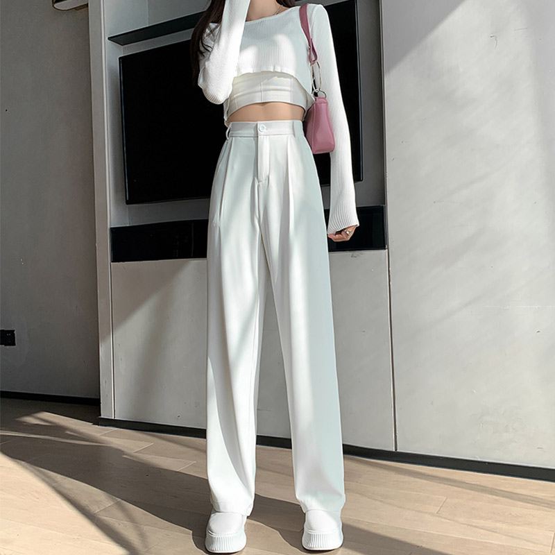 White Wide-leg Pants Womens Loose Fit 