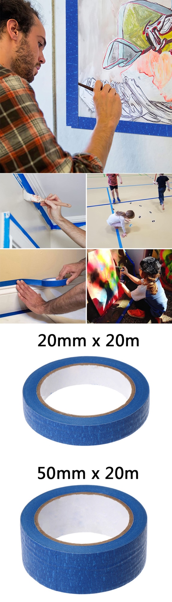 20M Blue Painter Masking Tape For Painting Edges Trim Wall Ceiling  Finishing Clean Release Trim Edge Painter's Tape Residue Free - AliExpress