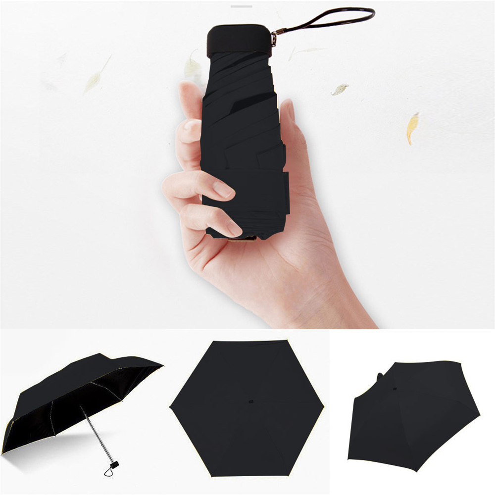 FANGCU272 Unisex Fashion Portable Anti-UV Coating Parasol Sunscreen Mini Umbrella Pocket Compact Rain Umbrella 5 Fold Sun Umbrella