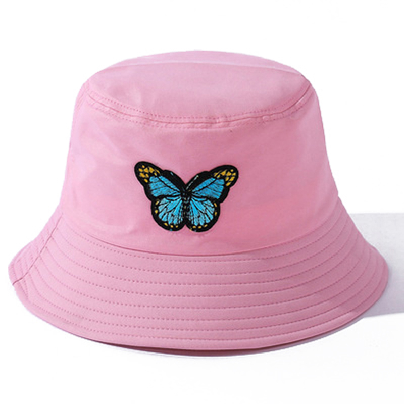 Xingtu Butterfly Embroidery Bucket Hats Outdoor Panama Cap Sun Shade Fisherman Caps