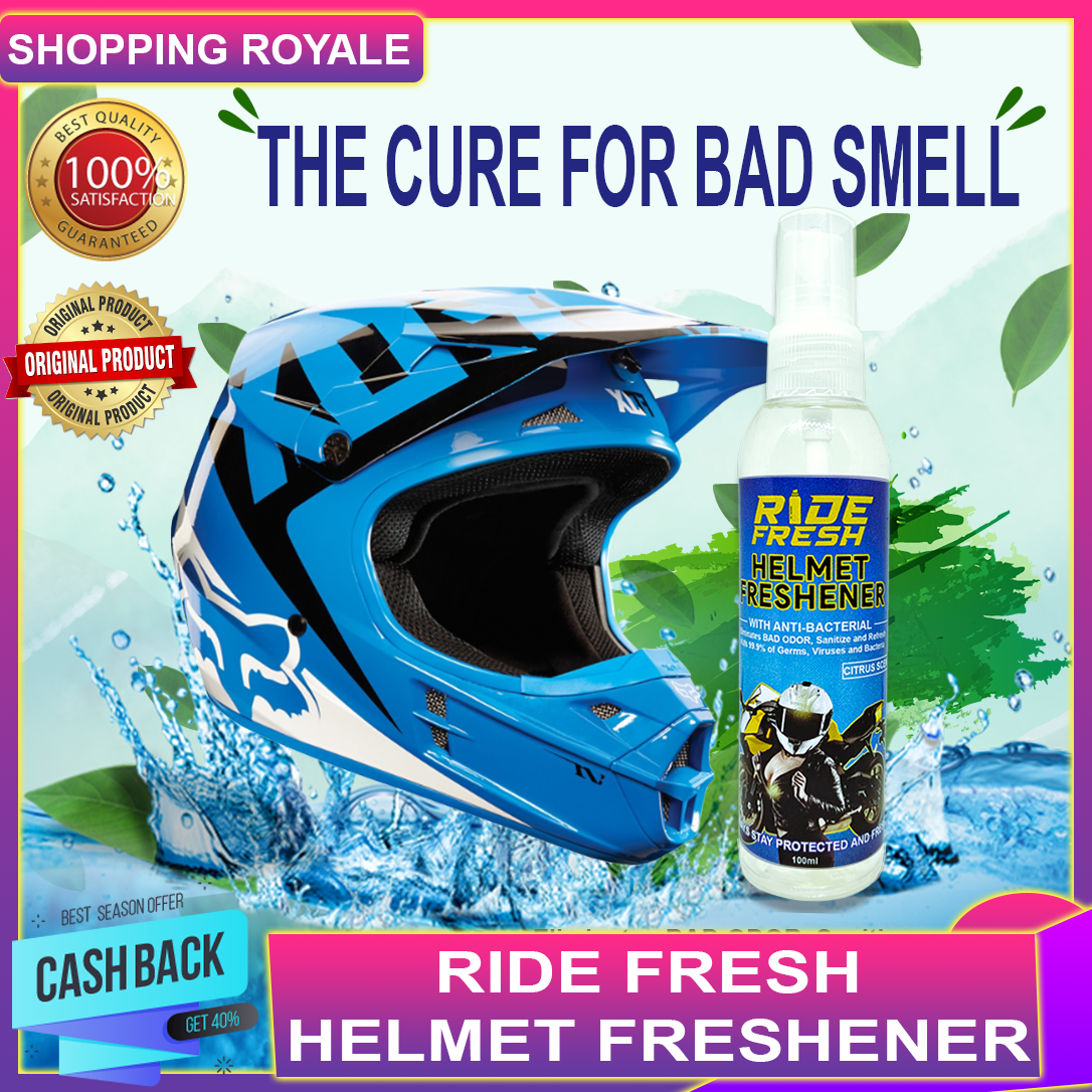 100 Original Authentic Ride Fresh Helmet Freshener 100ml Helmet Car Freshener Sanitizer Deodorizer Antibacterial Disinfectant Spray Perfume Fresher Helmet Eliminates Odor