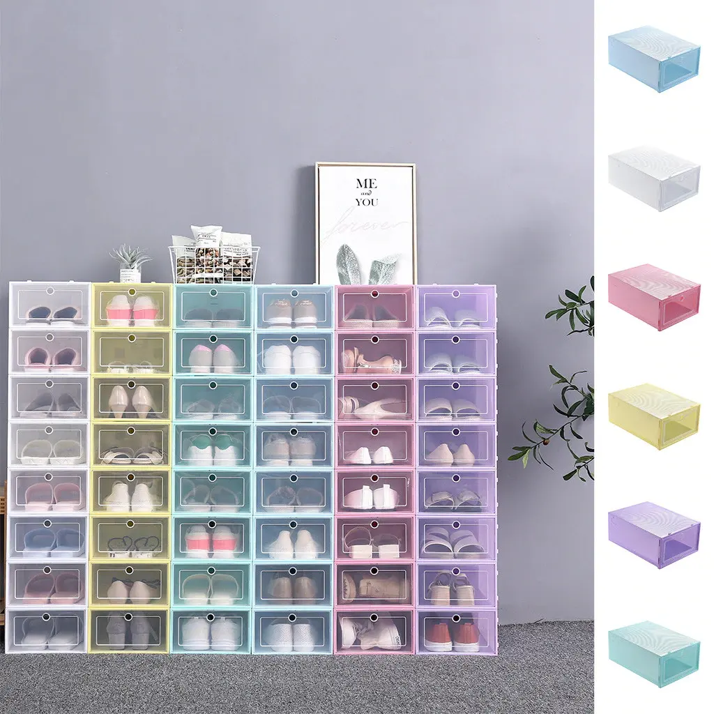 6pcs Set Plastic Candy Color Stackable Shoe Organizer Foldable Transparent Clear Shoes Storage Box Shoe Rack Cabinet Thickened Flip Shoes Drawer Case Lazada Ph