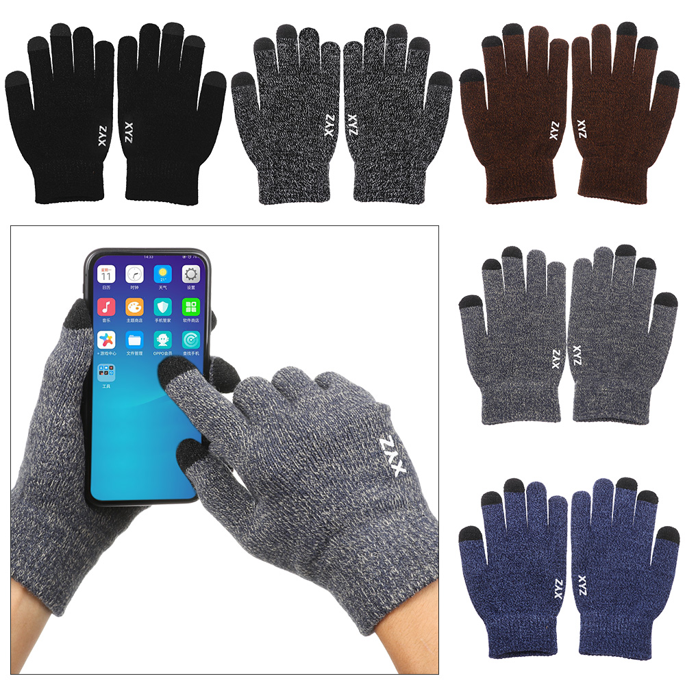 SHILU 1pair Warm Outdoor Sport Autumn Winter Men Women Full Finger Mittens Knitted Wool Mitts Touch Screen Gloves Sport Cycling Gloves