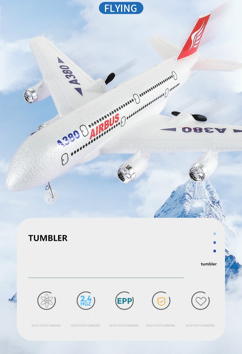 Airbus a380 boeing 747 rc avião brinquedo de controle remoto 2.4g  giroscópio avião de asa