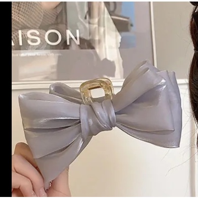Clip nơ cài màu đen phong cách Hepburn Clip nữ lớn cảm giác cao cấp tấm lưới tóc đỏ kẹp tóc sau đầu cá mập Clip mũ