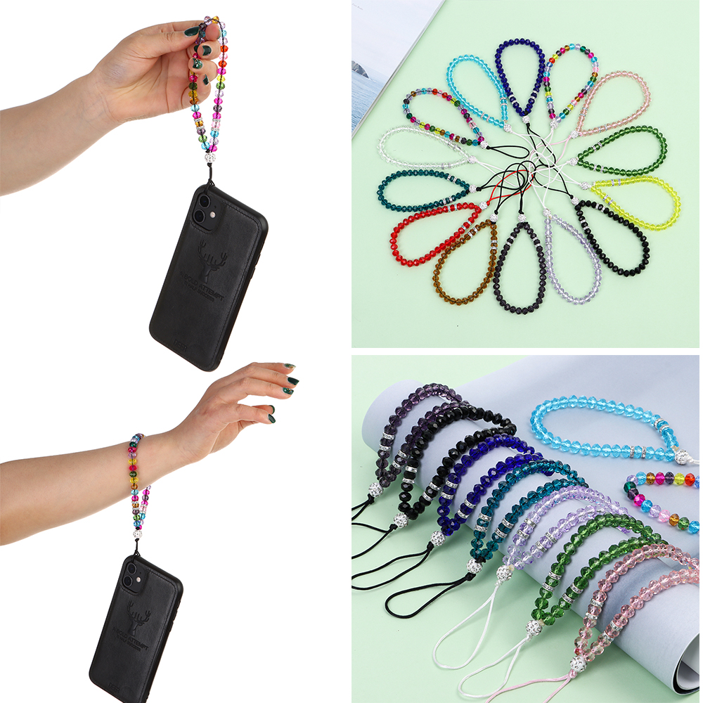 SWRJGM SHOP New Colorful Artificial Crystal Women Cell Phone Case Hanging Cord Phone Hang Rope Phone Chain Mobile Phone Strap Lanyard