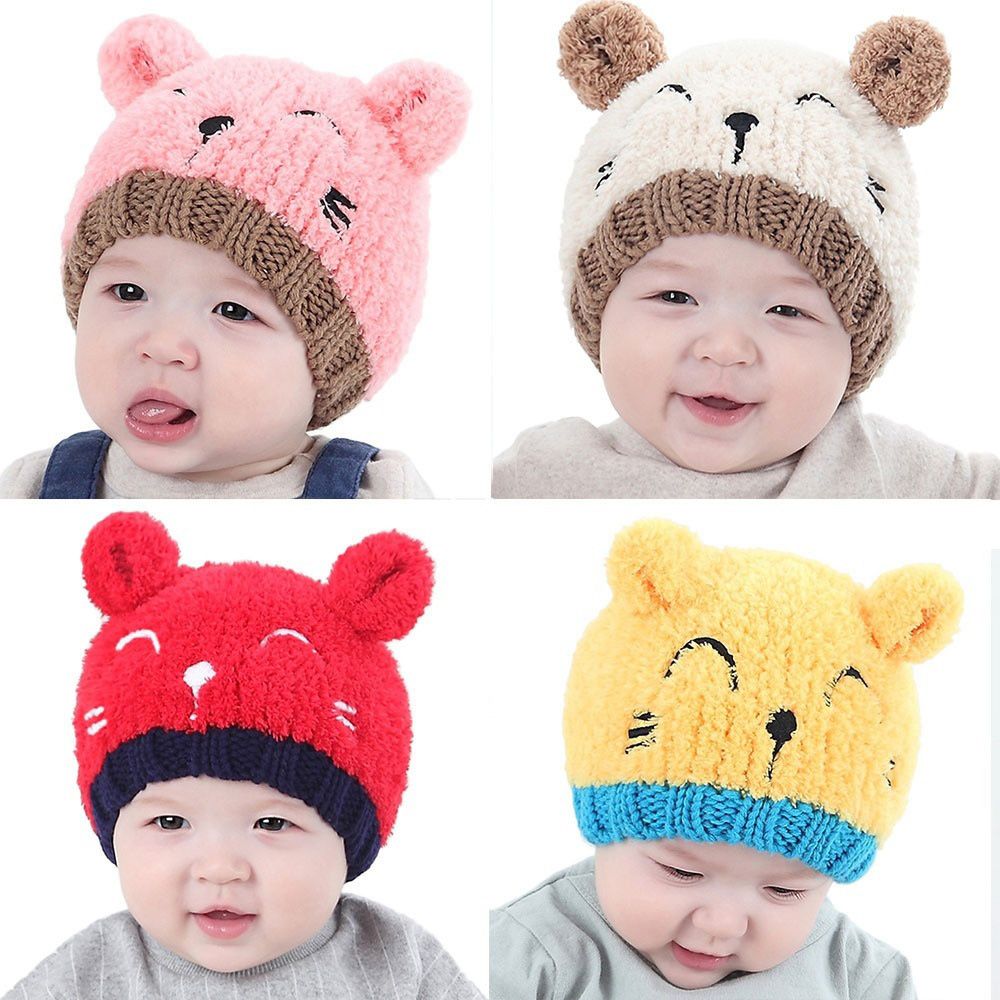 SYJY เด็กน่ารักเด็กทารกแรกเกิดโครเชต์หมวกไหมพรมของเด็กผู้หญิง Warm ฤดูหนาวเด็กหมวกถักหมวกเด็ก1ชิ้น