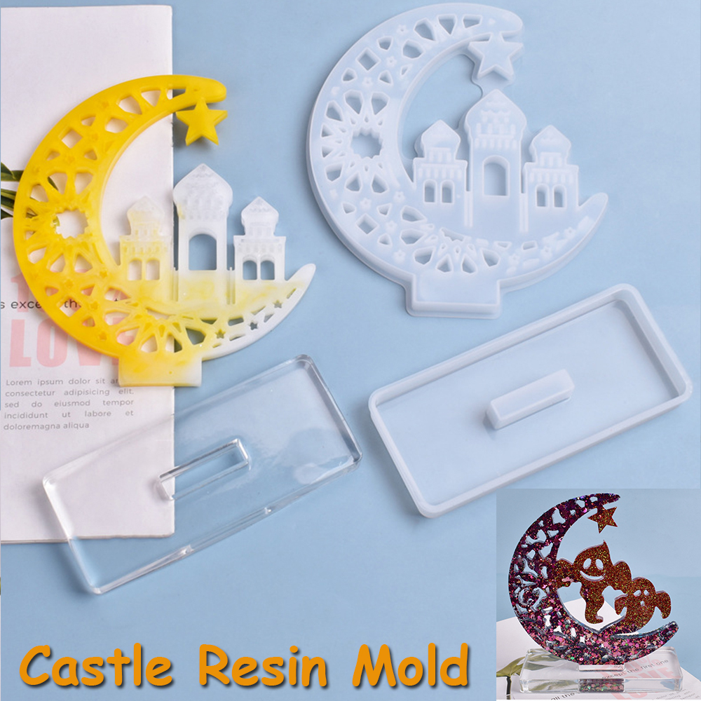 LONGZHU1 Display Board Jewelry Making Tool Ghost Halloween Ornament Epoxy Resin Castle Silicone Mould Halloween Resin Mold