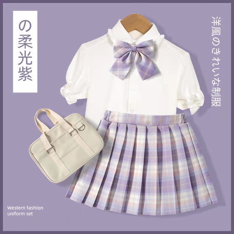 Girls' suit summer clothes new loose foreign style net children's overall shorts two-piece set - 3
