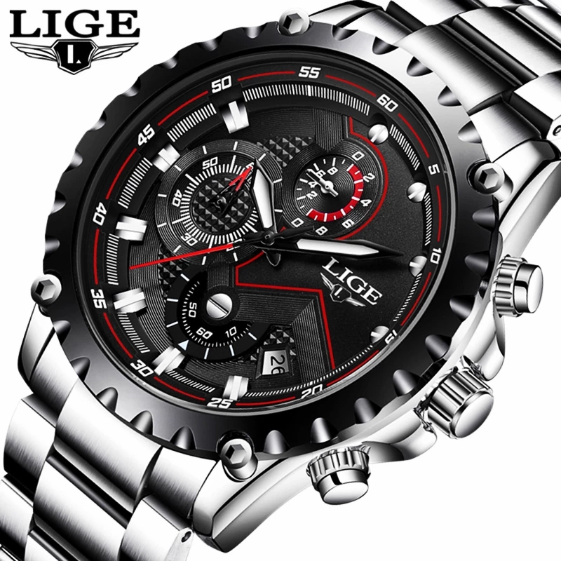 LIGE 2021 watch for men Brand Original Calendar Fashion Waterproof Business Chronograph Sports Quartz Luminous relo for men Lazada PH