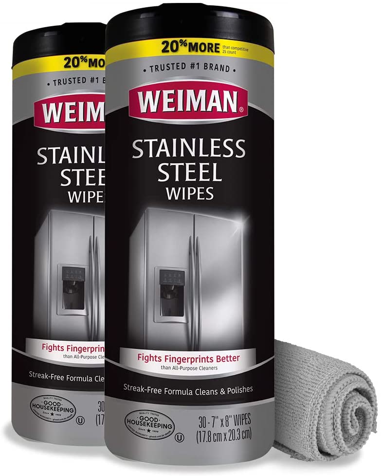 Weiman Stainless Steel Cleaning Wipes [2 Pack] Removes Fingerprints,  Residue, Water Marks and Grease From Appliances - Works Great on  Refrigerators