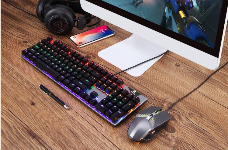 Gaming Mechanical Keyboard LED Backlit 104 Keys Anti-Ghosting Blue Switches  for DOTA Gamer PC Laptop Lazada PH