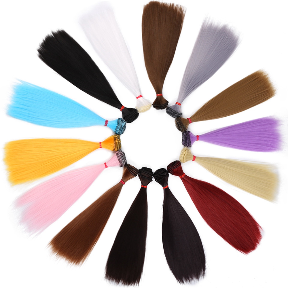 SU1999930 1PC High Quality High-temperature Wire Synthetic Fiber 15 colors Long Straight DIY Dolls Accessories Doll Wigs Wig Hair