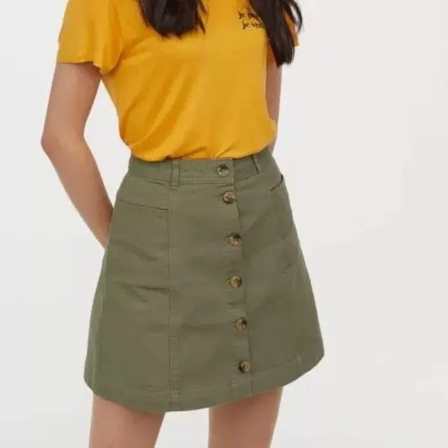 army green denim skirt