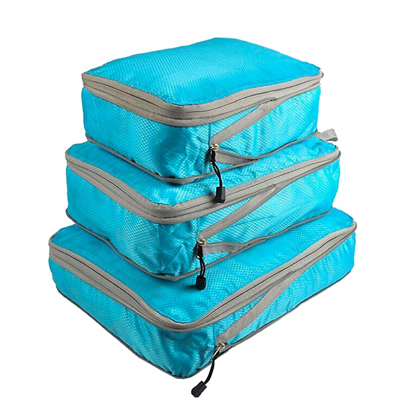 3 Cái Bộ Sắp Xếp Vali Hành Lý Túi Đựng Đồ Du Lịch Hình Khối Nén Túi Nylon Chống Nước Có Thể Gập Lại