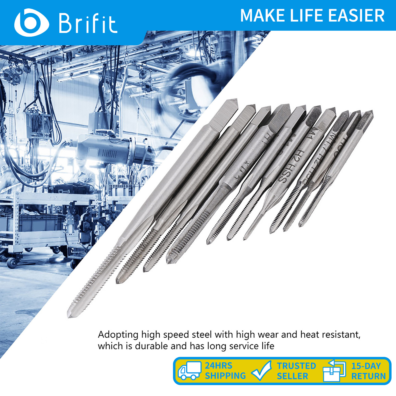 Brifit 10PCS Vòi rãnh thẳng nhỏ gọn Hss6542 Vòi máy đo lường Công cụ cắt