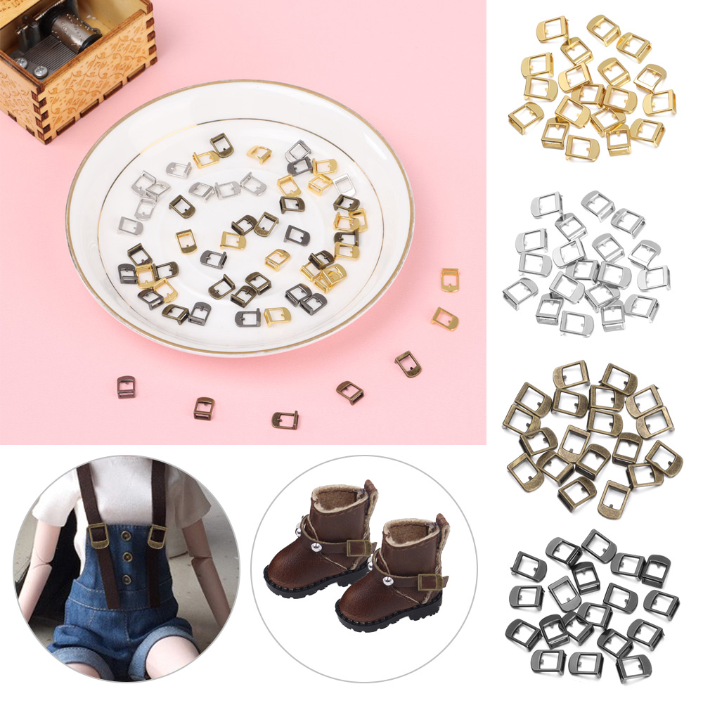 GONGRUOQIUSHAN 20pcs High Quality Girls Toys 4 Colors 5mm Pattern Belt Buttons Diy Dolls Buckles Doll Bags Accessories Tri-glide Buckle