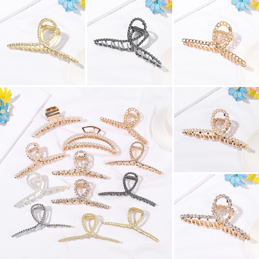 SIKONG Fashion Shiny Rinestone Non Slip Hair Accessories Pearl Hair Clips Hairpin Hair Claws Barrette