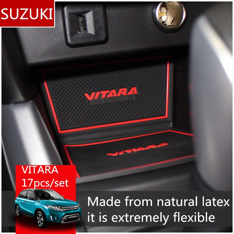 Cho suzuki vitara 2015 2016 2017 ruer thảm lót khe cửa đệm cốc thảm rãnh chống trượt phía trước tạo kiểu cho xe hơi essories