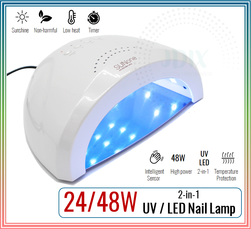 JDIX / Fast Shipping/ On-hand / 2-in-1 UV LED Nail Lamp 48W High Power /  Quick Drying/ 25 LED lamp beads/ Ideal for Home Use and Salon Use /  Sunshine / Non-harmful /