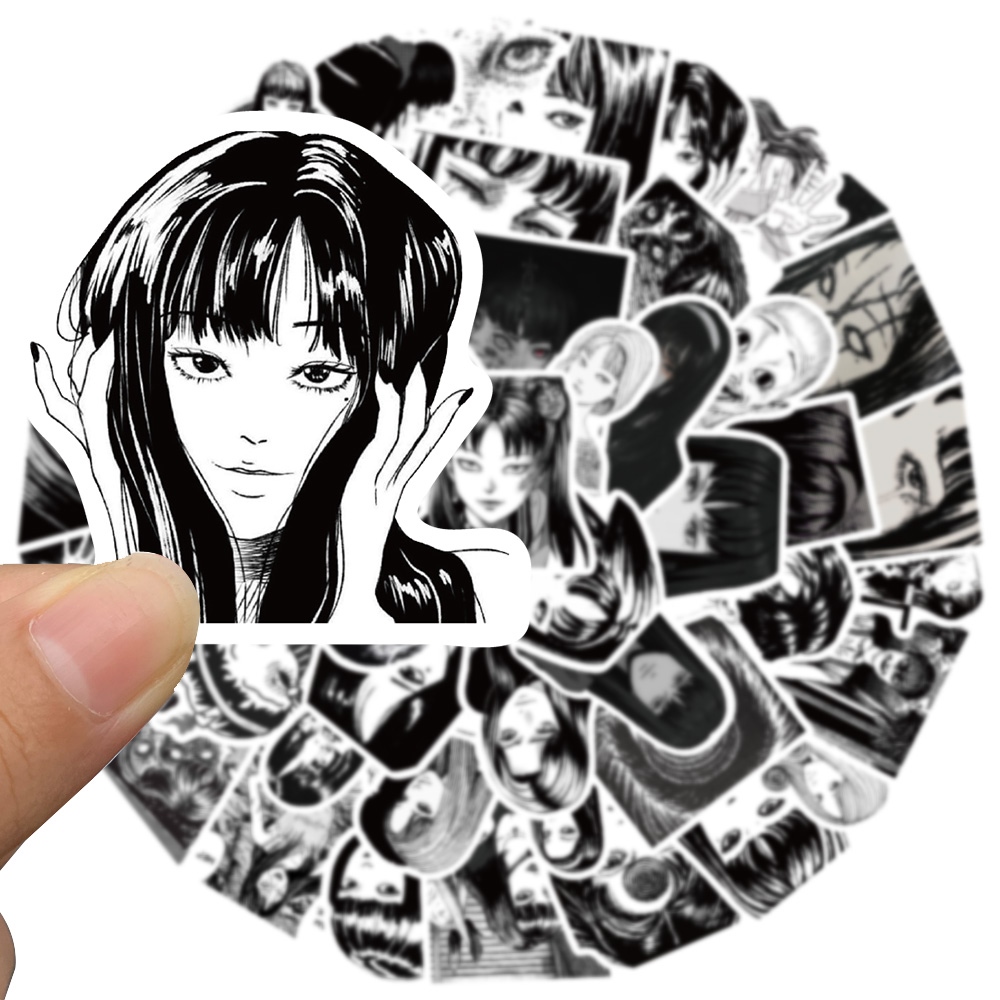  Print Black and White Thriller Horror Style Anime Junji Ito  Stickers 50pcs Kawakami Tomie Decals Stickers Vinyl Waterproof for Teens  Adults Laptop Bumper Computer Phone Guitar Luggage (Kawakami Tomie) :  Electronics