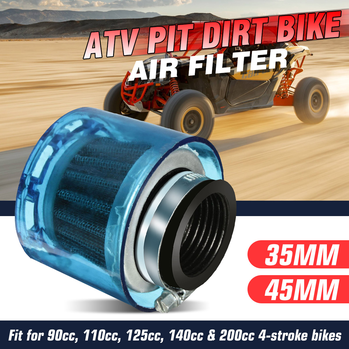 Bộ Lọc Không Khí Xe Máy Xe Máy 35Mm 45Mm Màu Xanh Thông Dụng Dụng Cụ Làm Sạch Xe Địa Hình 50cc 110cc 125cc ATV PIT Dirt Bike Chống Bắn
