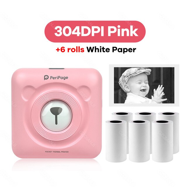 A6 304DPI 2 PeriPage บลูทูธพกพาขนาดเล็กไร้สายกระดาษเครื่องพิมพ์ภาพกระเป๋าการพิมพ์ความร้อนการเชื่อมต่อ USB Impresoras Foto