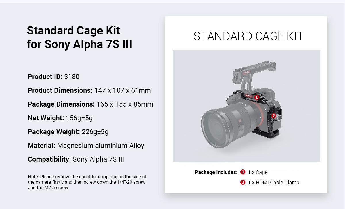 SmallRig Magnesium-Aluminum Standard Cage Kit for Sony a7S III