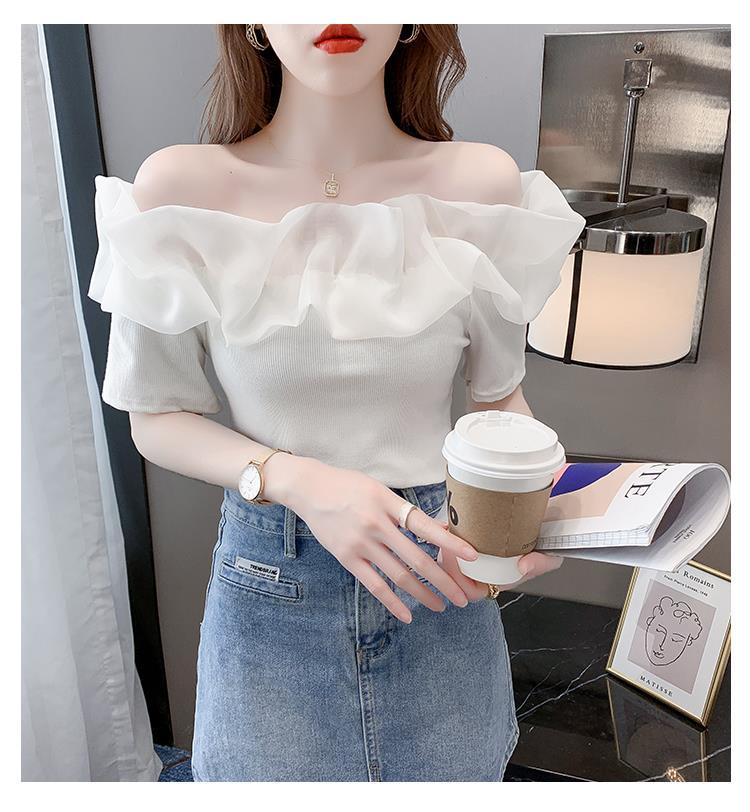 Chiffon Blouse Women Short Sleeve Korean Tops Summer Fashion Slim White Top  New