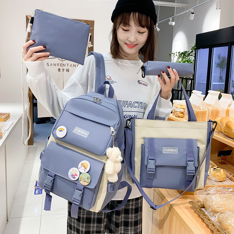 Cặp hoc sinh nữ cấp 2 Bộ 5 món ba lô học sinh sức chứa lớn phong cách Hàn Quốc balo nữ đi hoc cặp đi học IBG044