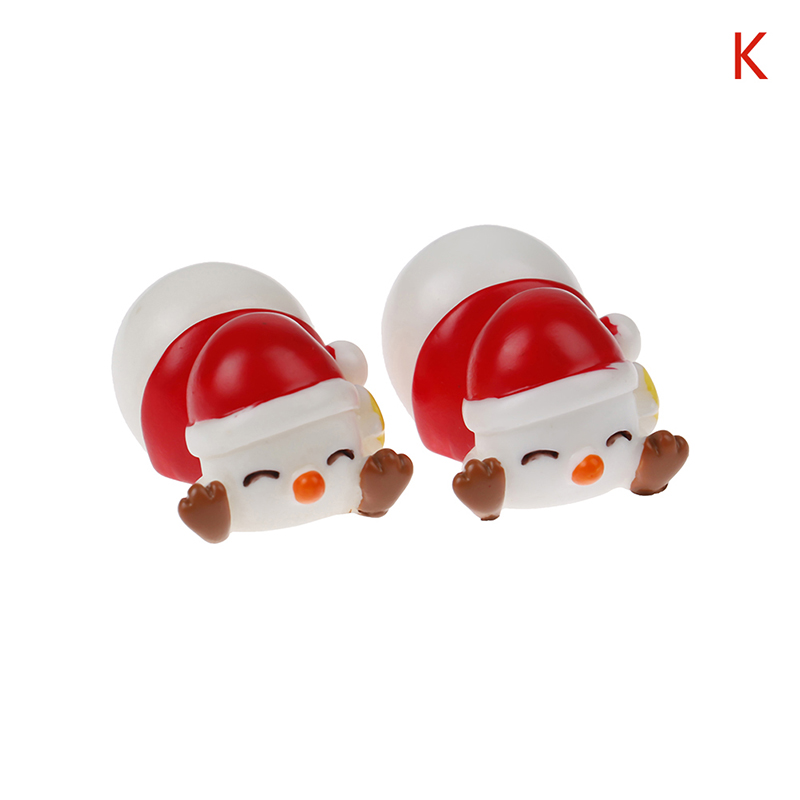 FOO 2พีซีเรซิ่นวัสดุ Miniature คริสต์มาสต้นไม้ Snowman ถุงของขวัญถุงเท้าเครื่องประดับ