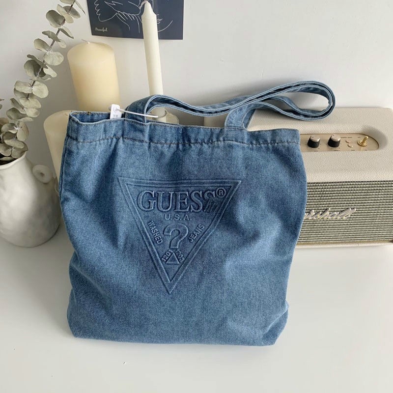 Guess denim tote bag online