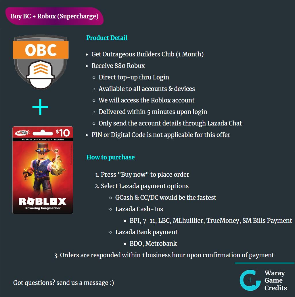 880 Robux Obc Roblox Bundle - bc or robux