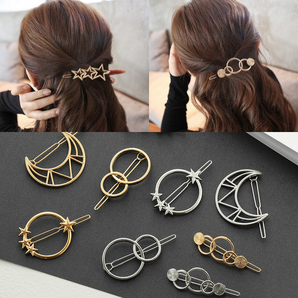 FOXNUTANUJH Women Headwear Geometric Hair Styling Barrette Hollow Hair Clips Alloy Hairgrip Metal Hairpins