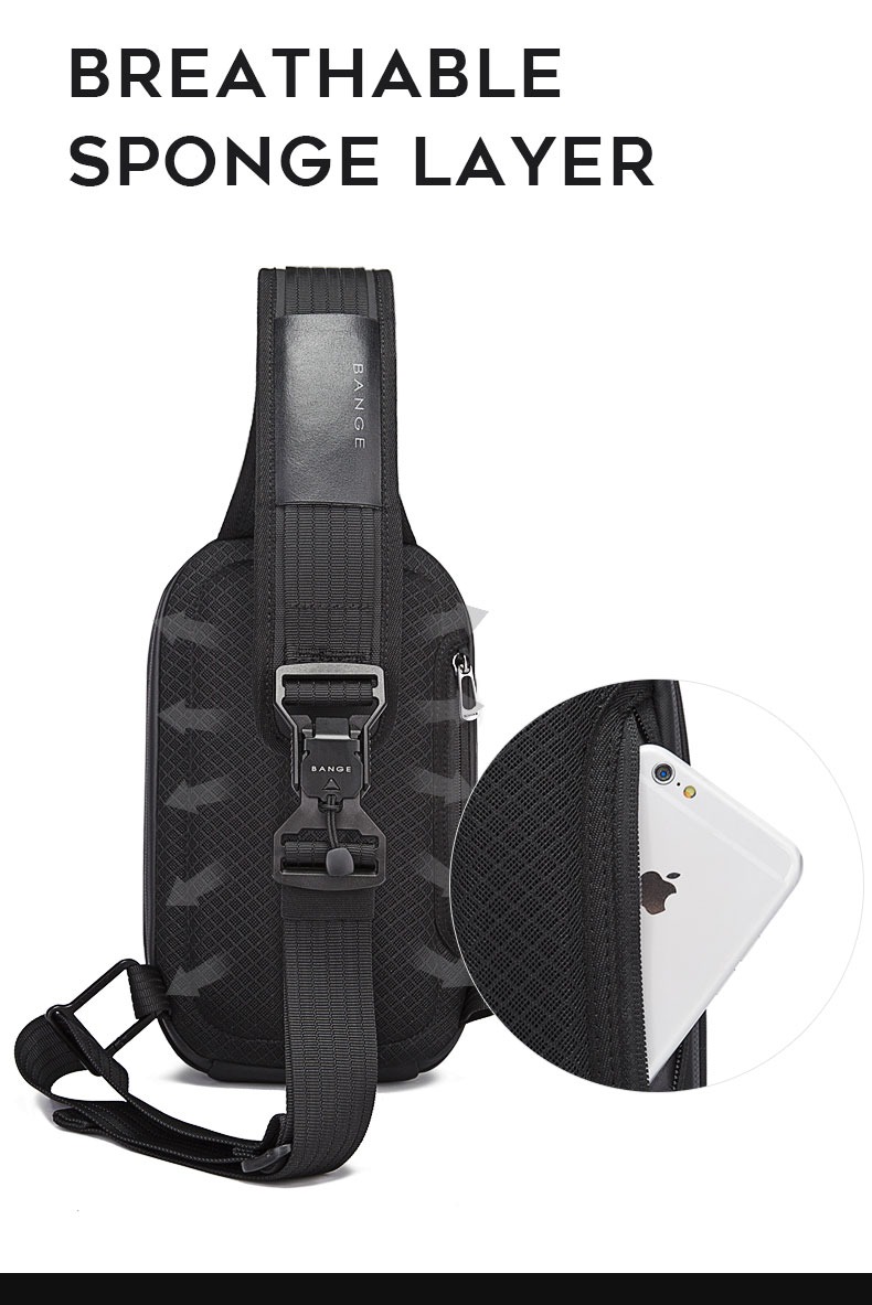 Gadgetoo 7353 Bange Premium Quality Bag Crossbody Bag Anti Theft Ykk Zipper Water Repellent Fabric Tablet Bag Travel Office School Work Daily Bag Chest Bag Shoulder Bag