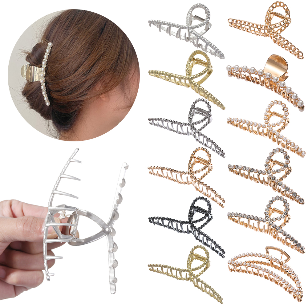 SIKONG Fashion Shiny Rinestone Non Slip Hair Accessories Pearl Hair Clips Hairpin Hair Claws Barrette