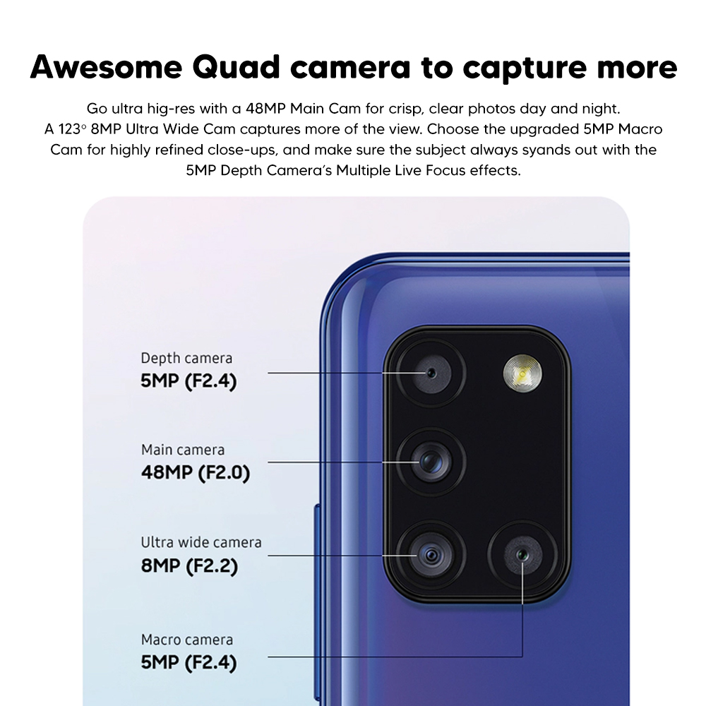 A31 Ram Samsung A31 Macro Camera SAMSUNG A31 6GB RAM 128GB Full
