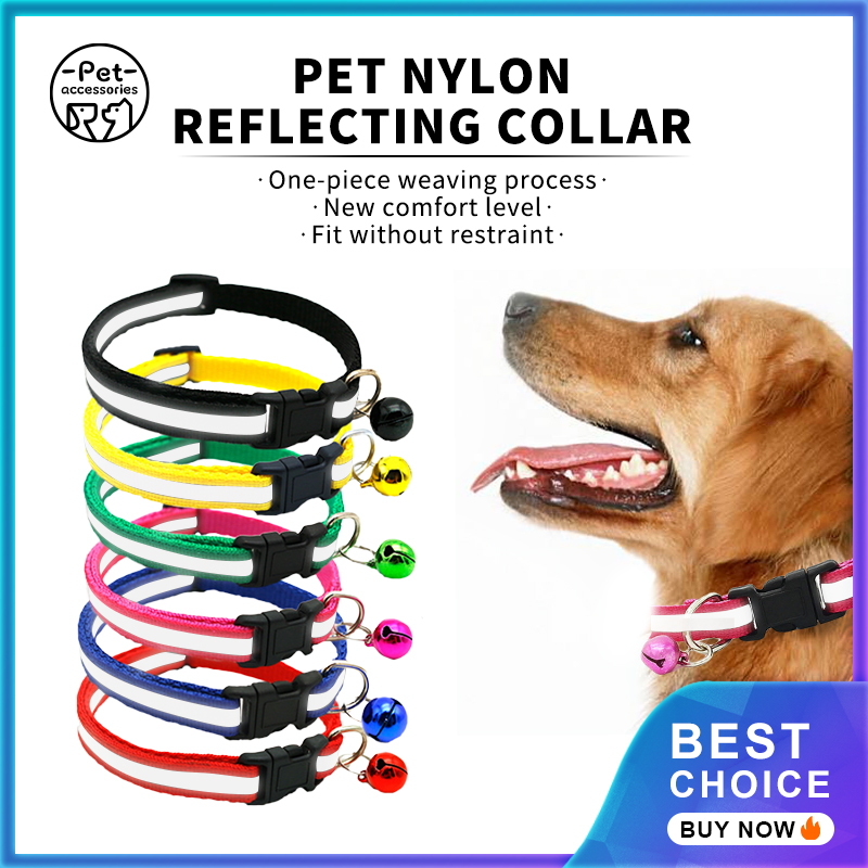Color Safety Cat Collars Buckle Bell Pet Dog Reflective Fascinating Collar 